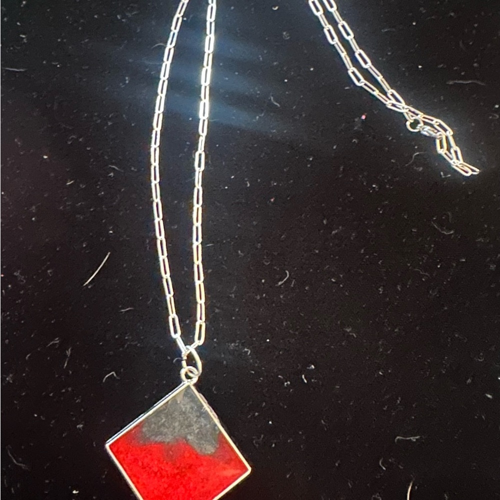 Elegant Silver and Red Pendant Necklace